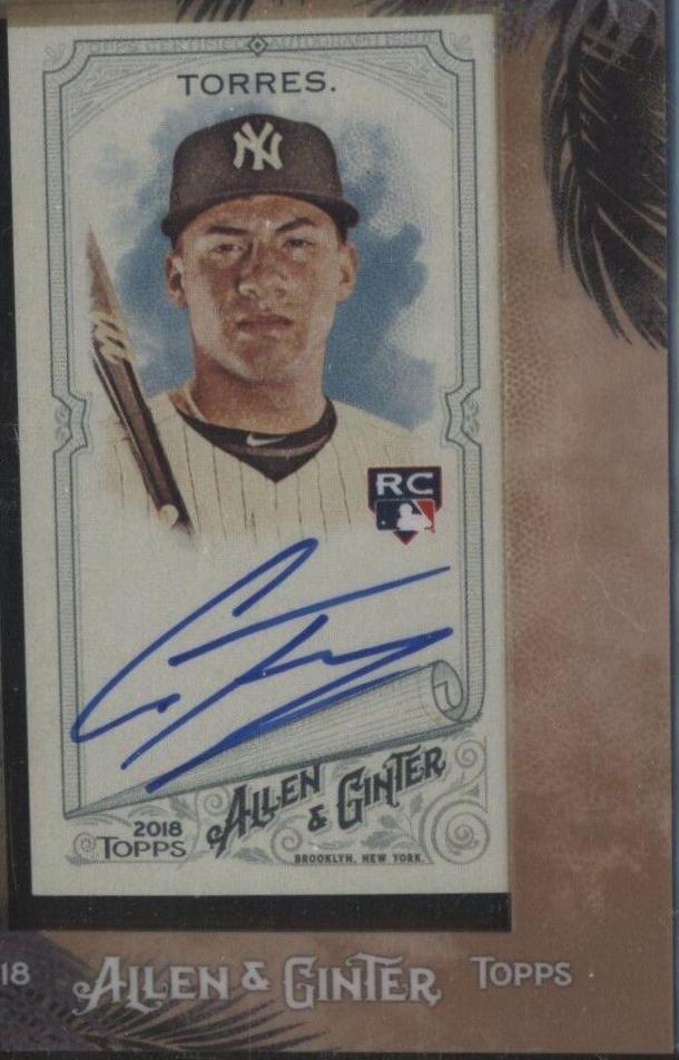 Gleyber Torres #MA-GT Baseball Cards 2018 Topps Allen & Ginter Framed Mini Autographs