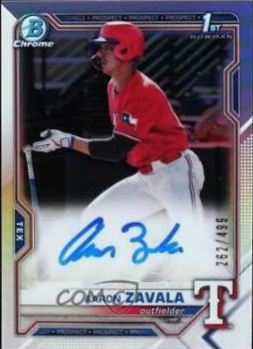 Aaron Zavala [Refractor] #CDA-AZ Baseball Cards 2021 Bowman Draft Pick Chrome Autographs