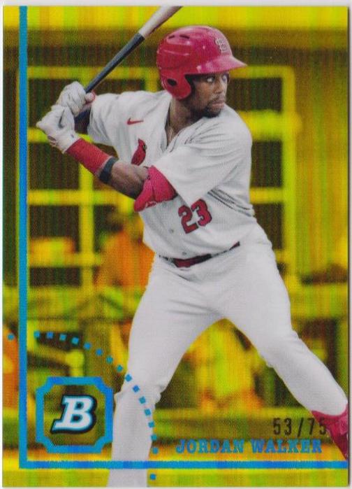 Jordan Walker [Yellow] #BHPC-52 Baseball Cards 2022 Bowman Heritage Chrome Prospects