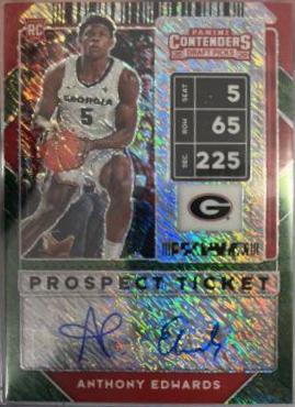 Anthony Edwards [Green Shimmer Autograph] #51 Basketball Cards 2020 Panini Contenders Draft Picks