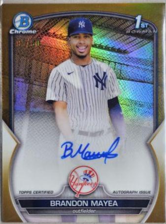 Brandon Mayea [Gold] #CPA-BMA Baseball Cards 2023 Bowman Chrome Prospect Autographs