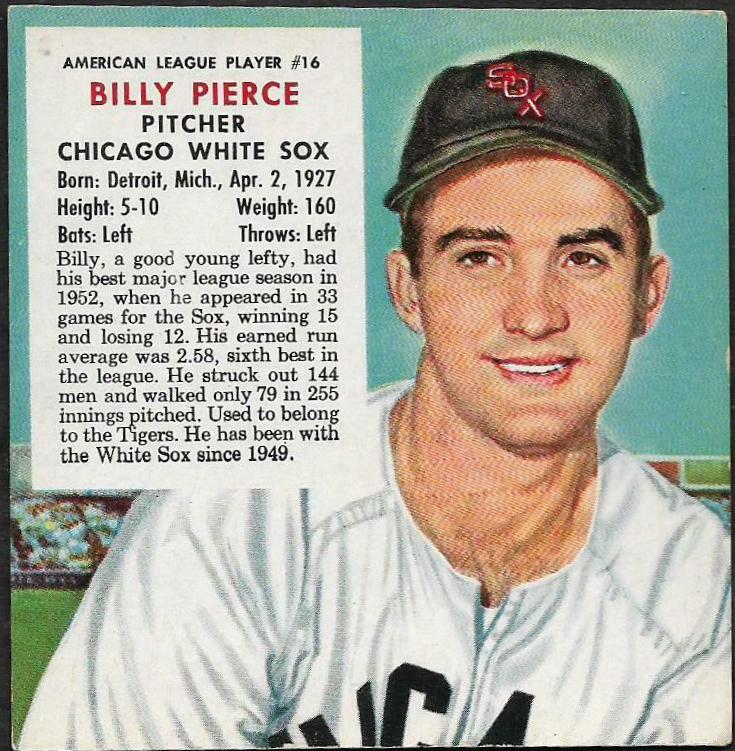 Billy Pierce #16 Baseball Cards 1953 Red Man Tobacco