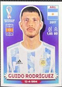 Guido Rodriguez #ARG14 Soccer Cards 2022 Panini World Cup Qatar Stickers