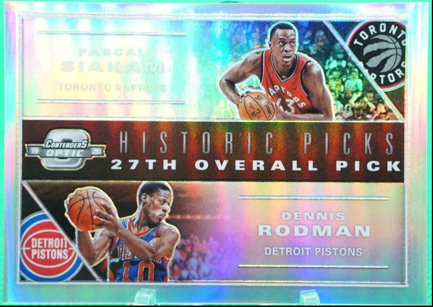 Dennis Rodman, Pascal Siakam #12 Basketball Cards 2019 Panini Contenders Optic Historic Picks