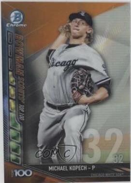 Michael Kopech [Orange Refractor] #BTP-32 Baseball Cards 2017 Bowman Scouts' Top 100