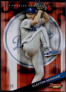 Clayton Kershaw [Orange Refractor] #100 Baseball Cards 2015 Bowman's Best