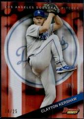 Clayton Kershaw [Orange Refractor] #100 Baseball Cards 2015 Bowman's Best Prices