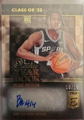 Blake Wesley #RYB-BWS Basketball Cards 2022 Panini Donruss Elite Rookie Yearbook Autographs