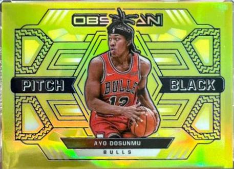 Ayo Dosunmu [Yellow Flood] #13 Basketball Cards 2021 Panini Obsidian Pitch Black