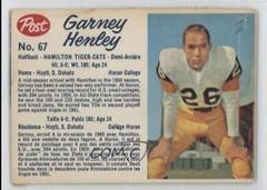 Garney Henley [Hand Cut] #67 Football Cards 1962 Post Cereal CFL Prices