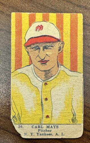 Carl Mays [Hand Cut] #20 Baseball Cards 1923 W515 1