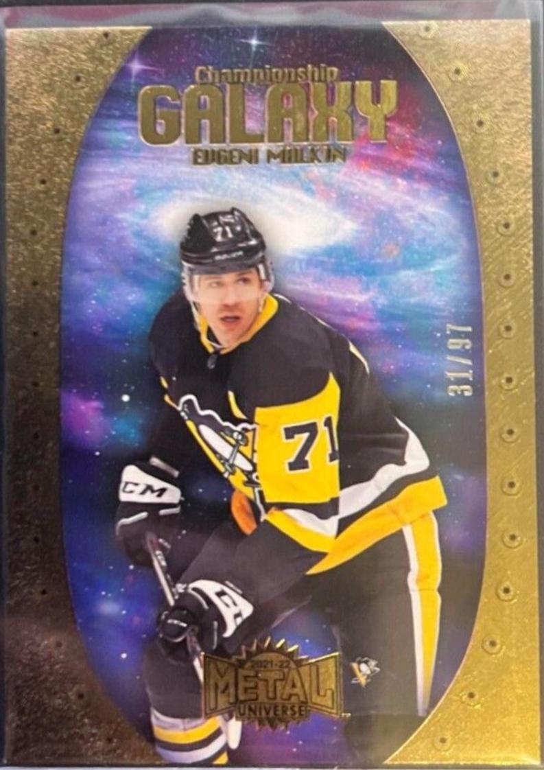 Evgeni Malkin [Gold] #CG-9 Hockey Cards 2021 Skybox Metal Universe Championship Galaxy