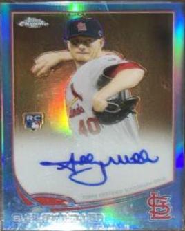 Shelby Miller [Blue Refractor] #80 Baseball Cards 2013 Topps Chrome Rookie Autograph