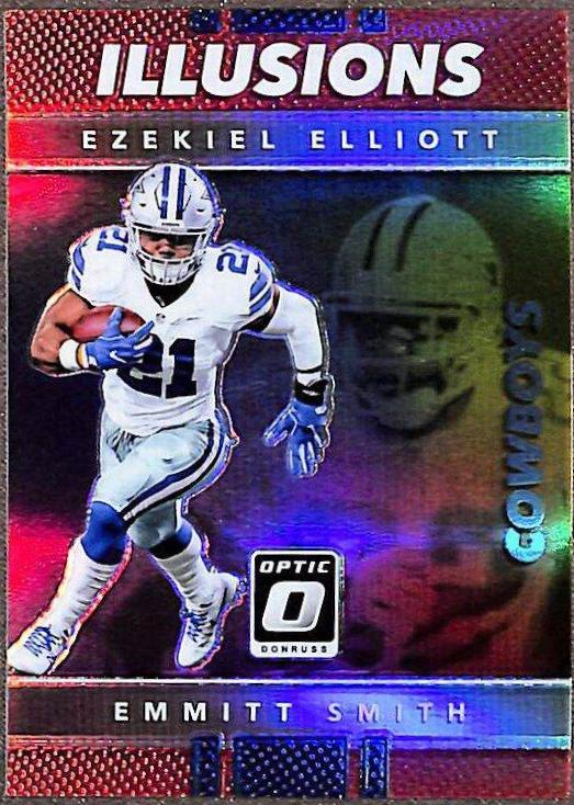 Ezekiel Elliott, Emmitt Smith [Red] #28 Football Cards 2017 Panini Donruss Optic Illusions