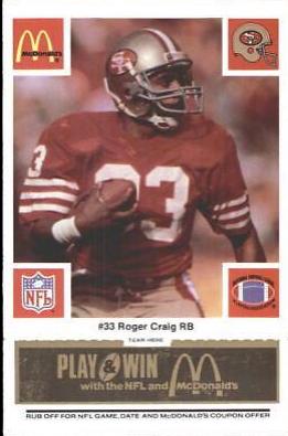 Roger Craig [Black] #33 Football Cards 1986 McDonald's 49ers