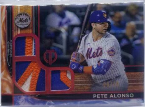 Pete Alonso [Red] #TTR-PA Baseball Cards 2022 Topps Tribute Triple Relics