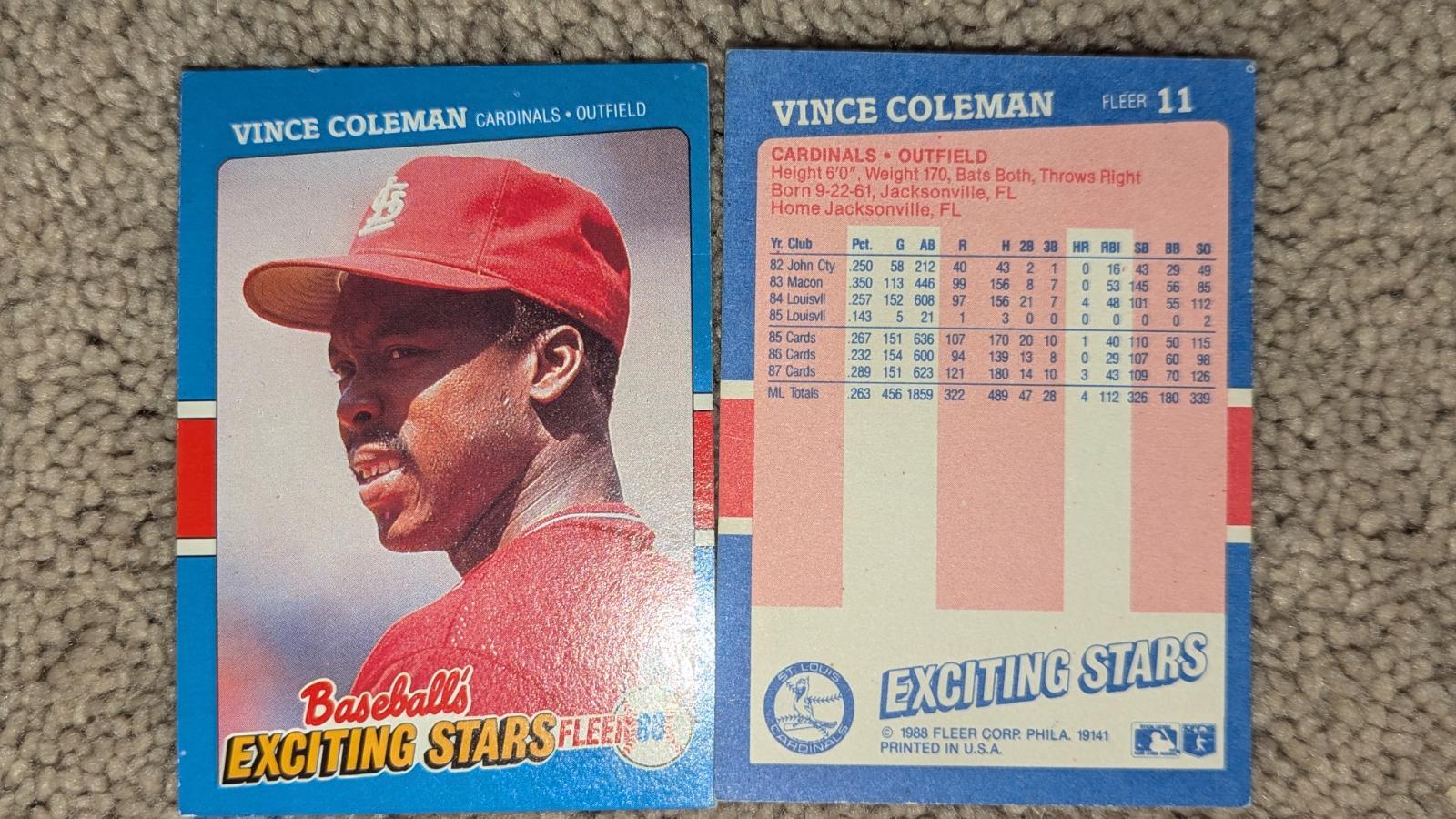 Vince Coleman #11 Prices [Rookie] | 1988 Fleer Exciting Stars ...