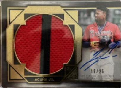 Ronald Acuna Jr. #FSJP-RAJ Baseball Cards 2022 Topps Five Star Autograph Jumbo Prime