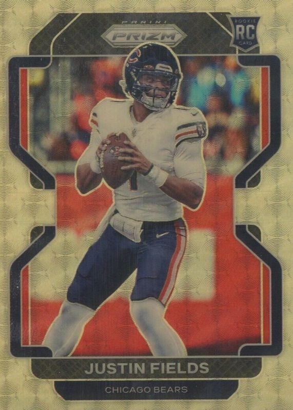 Justin Fields [Gold Vinyl Prizm] #334 Football Cards 2021 Panini Prizm