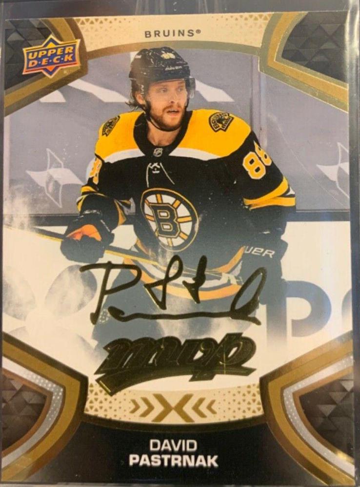 David Pastrnak [Gold Script] #196 Hockey Cards 2021 Upper Deck MVP