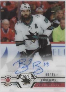 Brent Burns [Exclusives] #CC-BU Hockey Cards 2020 Upper Deck Clear Cut Autographs