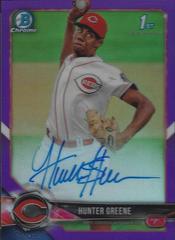 Hunter Greene [Purple Refractor] #CPA-HG Baseball Cards 2018 Bowman Chrome Prospects Autographs Prices