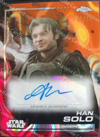 Alden Ehrenreich as Han Solo [Mustafar Lava Refractor] #AU-AE Star Wars 2024 Topps Chrome Autograph