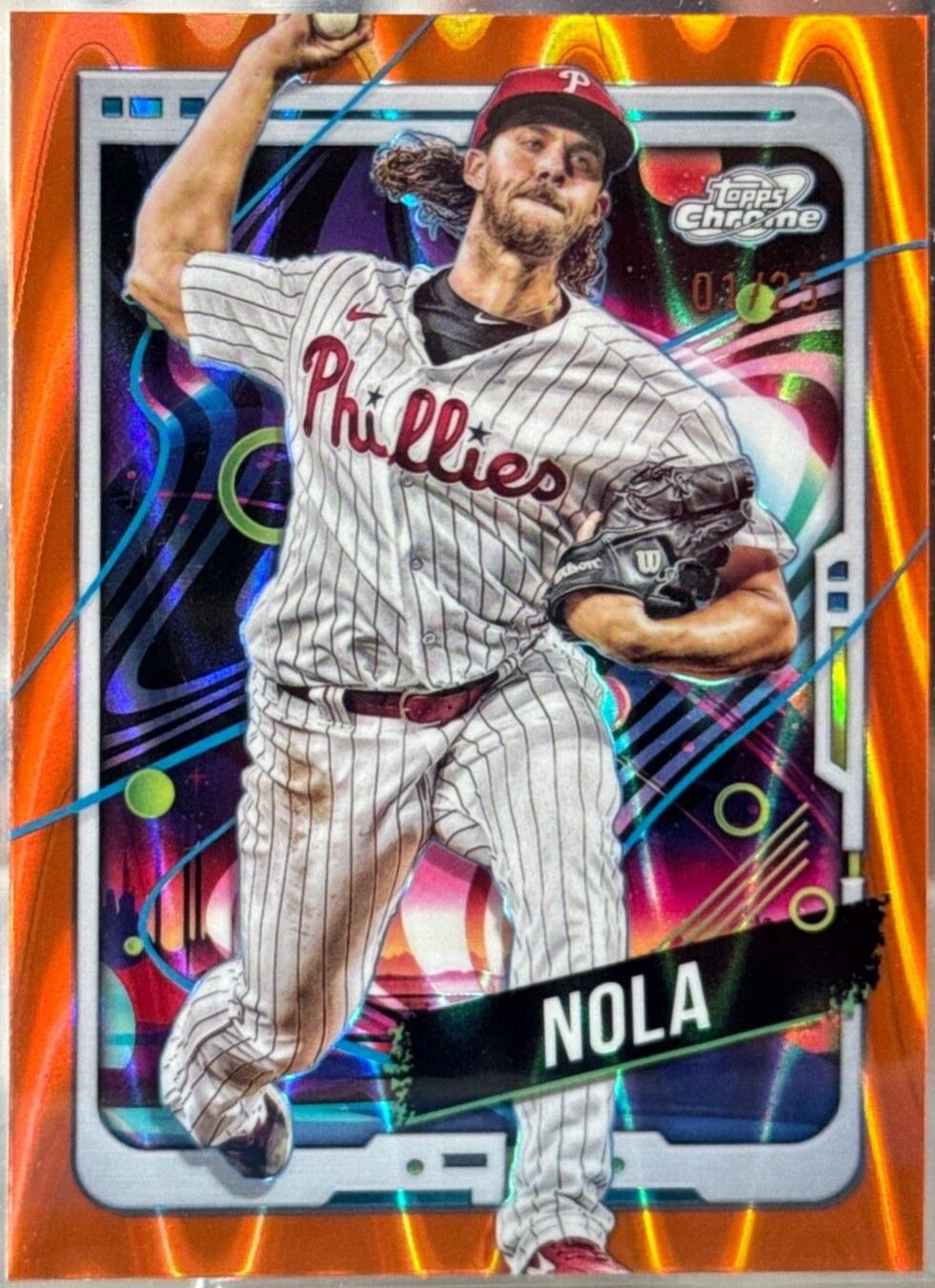 Aaron Nola [Orange Galactic Refractor] 61 Prices 2024 Topps Cosmic