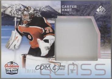 Carter Hart [Sunset] #LT-CH Hockey Cards 2021 SP Game Used NHL Lake Tahoe Games Rink Glass Relics