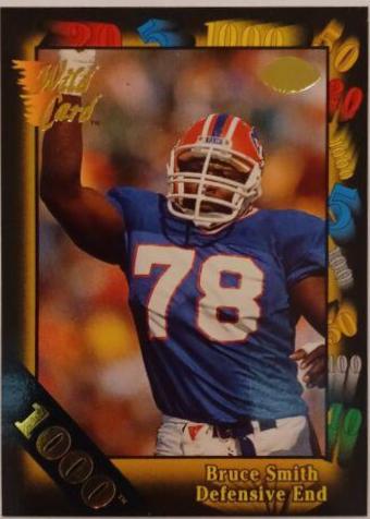 Bruce Smith [1000 Stripe] #156 Football Cards 1991 Wild Card