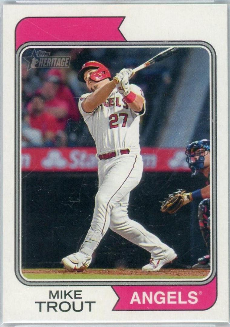 Mike Trout [Error Variation] #5 Baseball Cards 2023 Topps Heritage