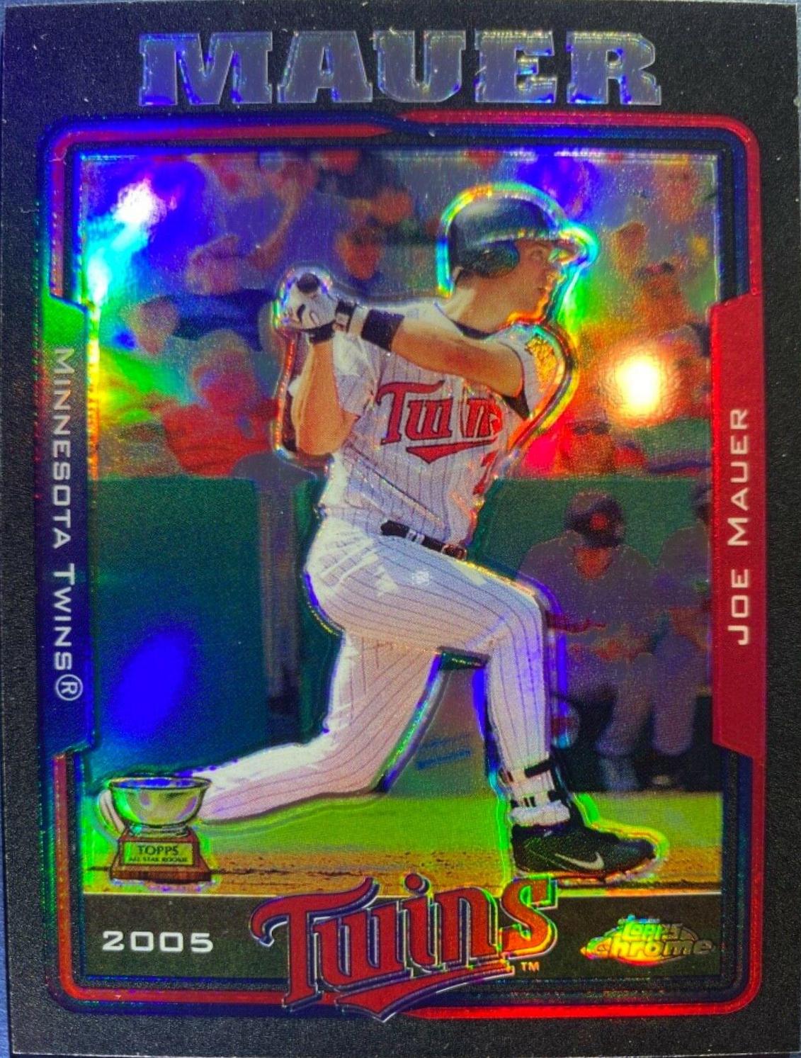 Joe Mauer [Black Refractor] #368 Baseball Cards 2005 Topps Chrome