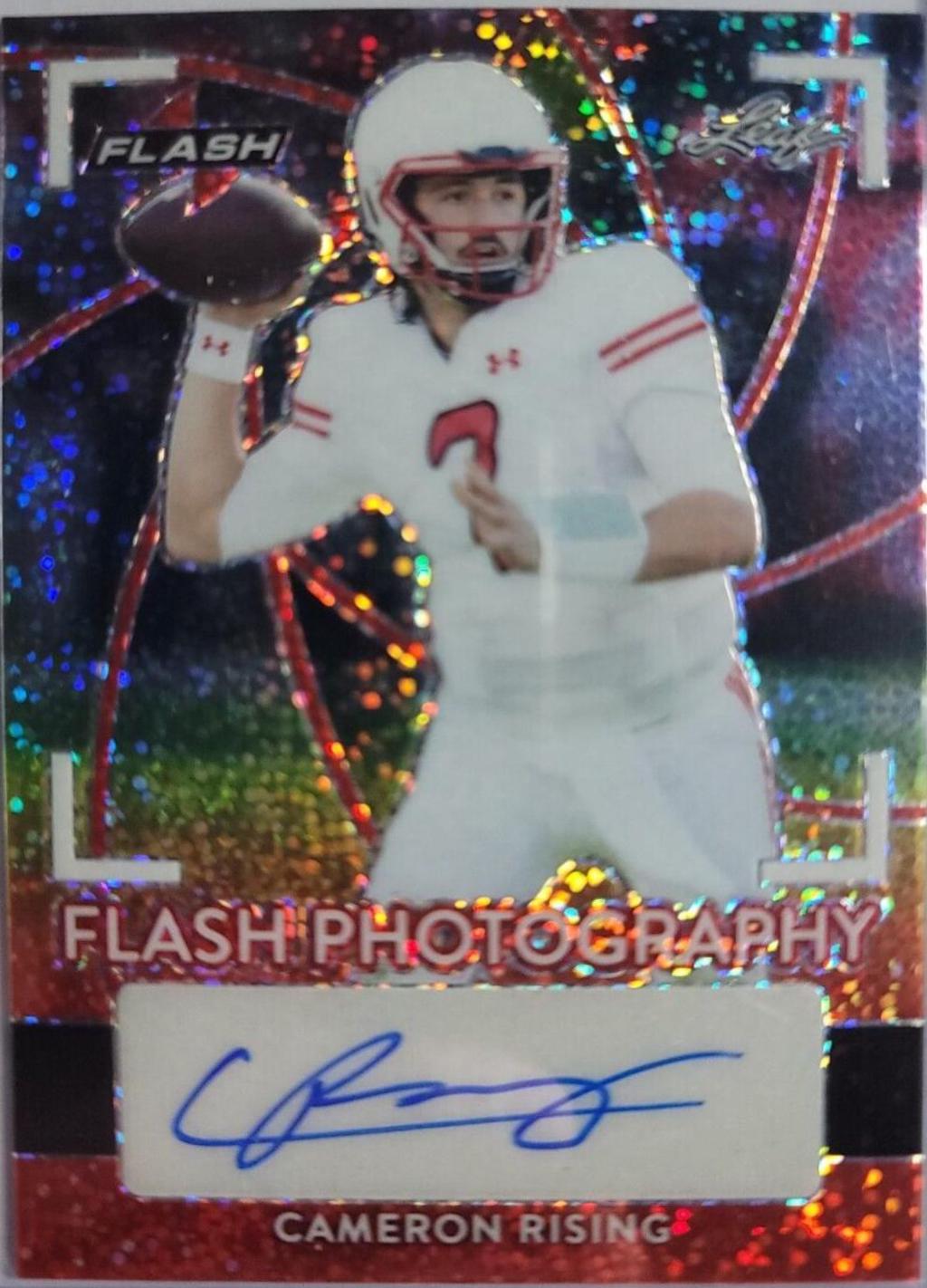 Cameron Rising [Metalized Sparkles Red] #FP-CR1 Football Cards 2022 Leaf Flash Photography Autographs