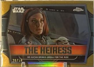 Bo-Katan Brings Grogu for the Ride [Gold Refractor] #TH-10 Star Wars 2024 Topps Chrome The Heiress