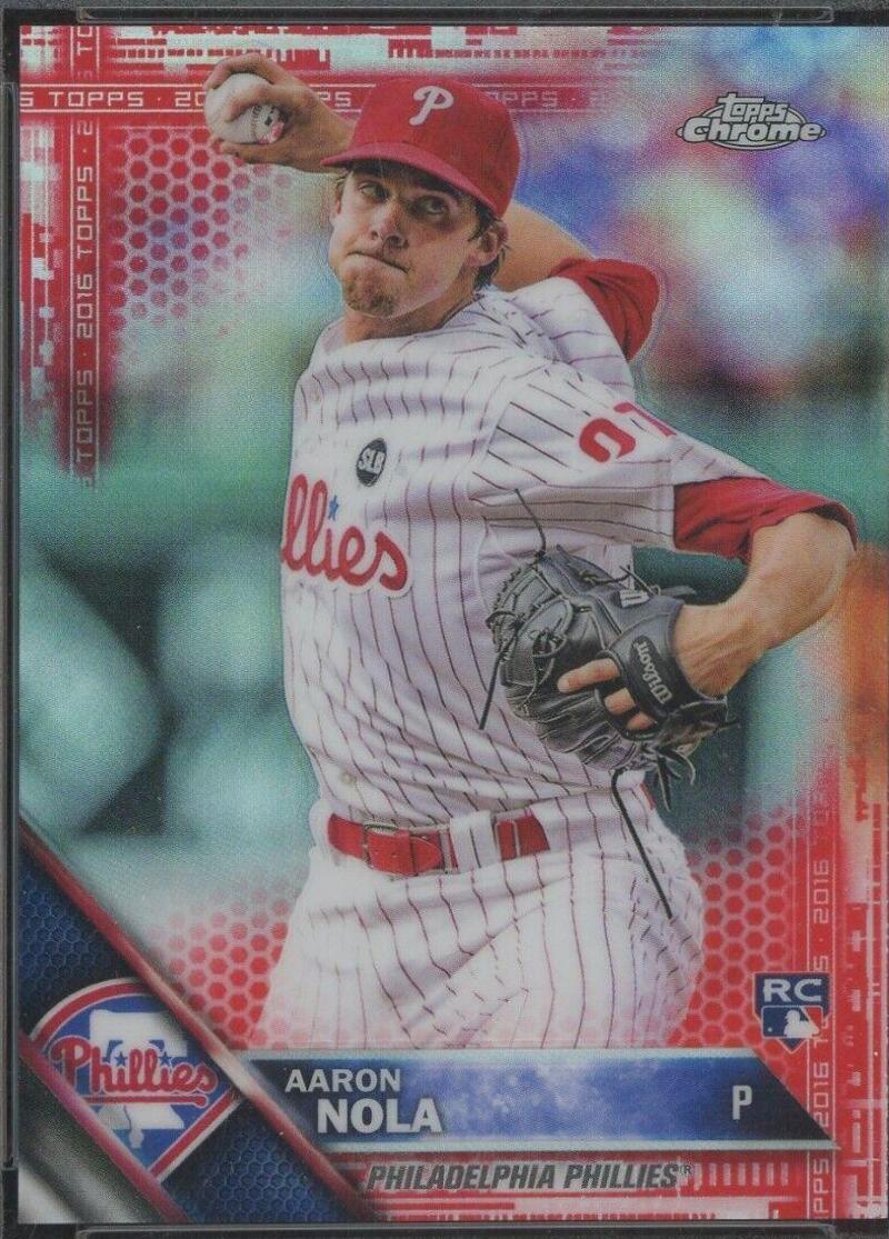 Aaron Nola [Red Refractor] #114 Baseball Cards 2016 Topps Chrome