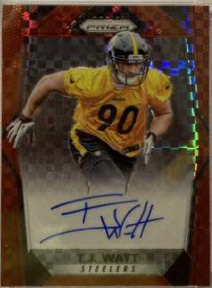 T.J. Watt [Red Power] #RA-TJ Football Cards 2017 Panini Prizm Rookie Autographs