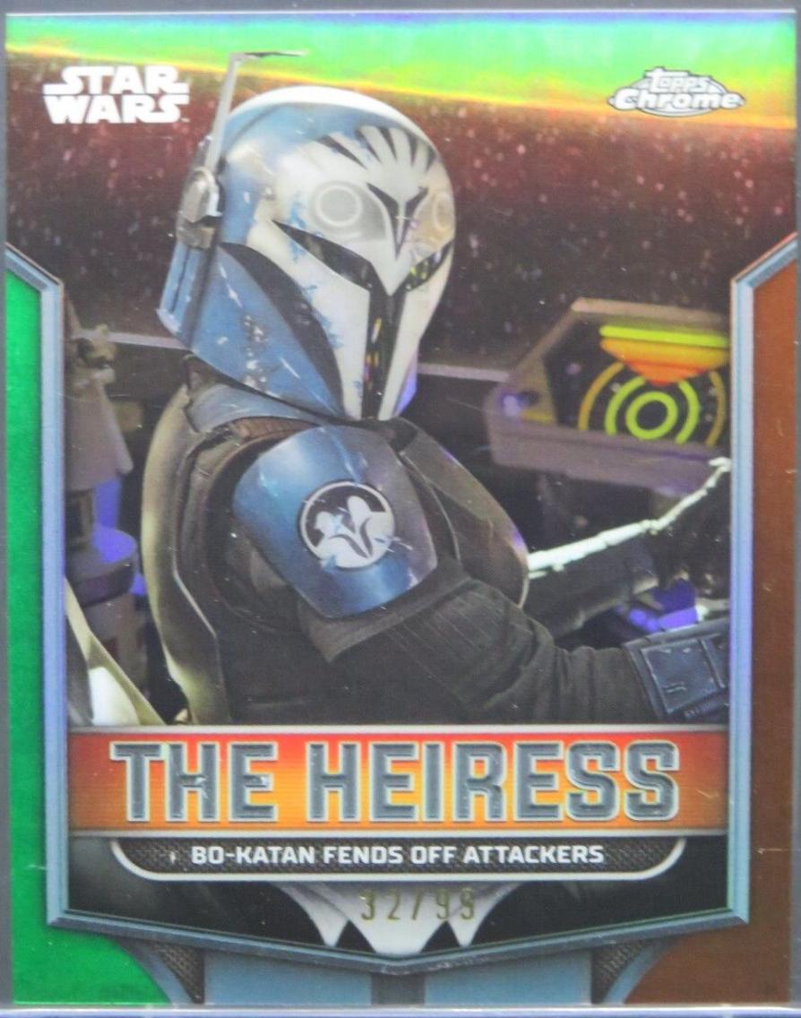 Bo-Katan Fends Off Attackers [Kashyyyk Green Refractor] #TH-7 Star Wars 2024 Topps Chrome The Heiress