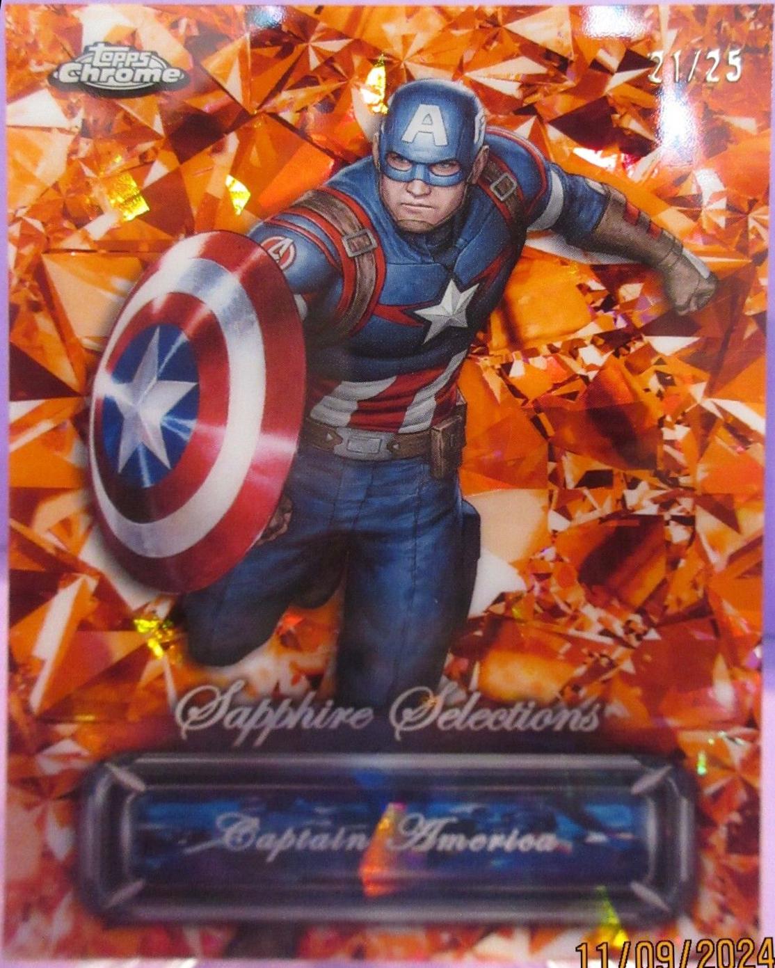 Captain America [Orange] #SS-6 Marvel 2024 Topps Chrome Sapphire Selections