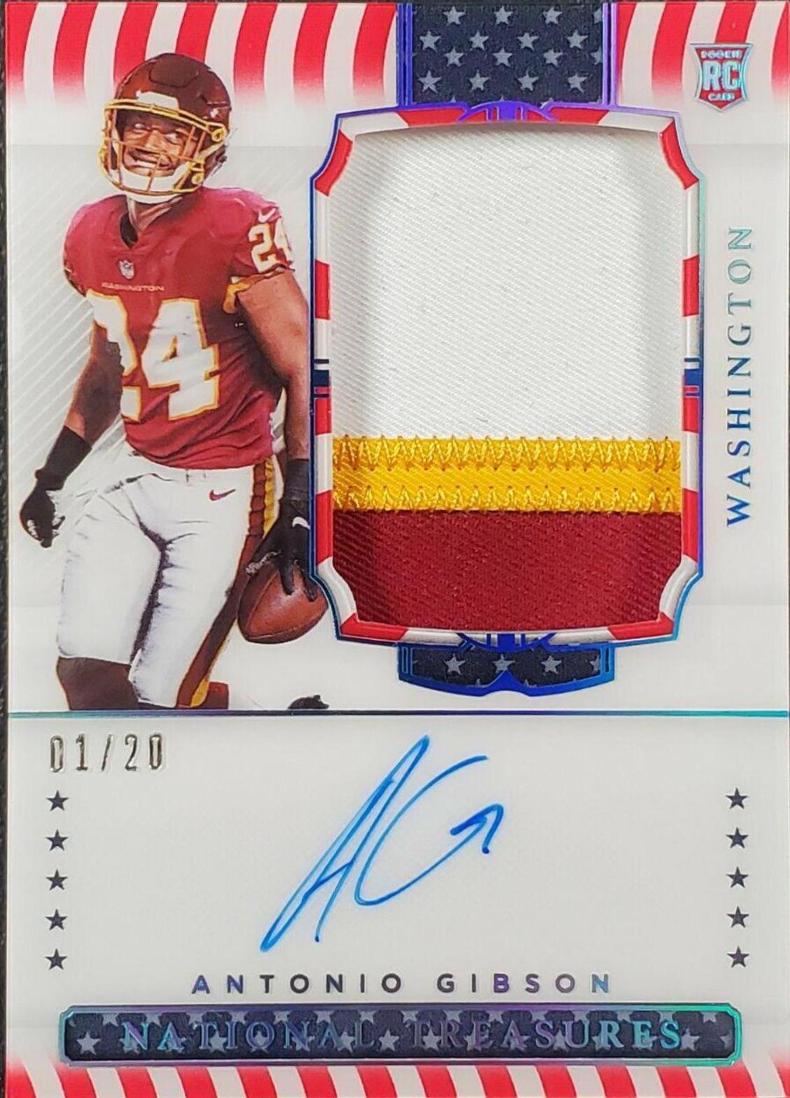 Antonio Gibson [Patch Autograph Stars & Stripes] #185 Football Cards 2020 Panini National Treasures