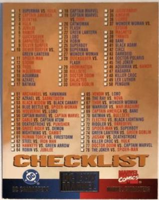 Checklist #100 1995 Fleer DC vs Marvel