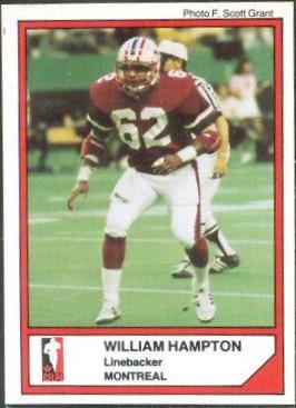 William Hampton #57 Football Cards 1984 Jogo CFL