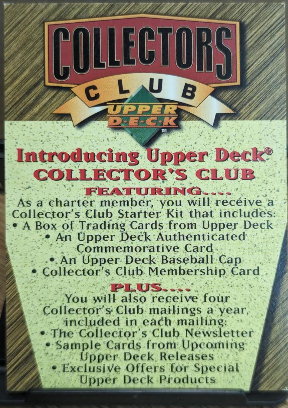 Collectors Club Baseball Cards 1998 Upper Deck