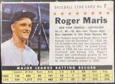 Roger Maris [Perforated] #7 Baseball Cards 1961 Post Cereal