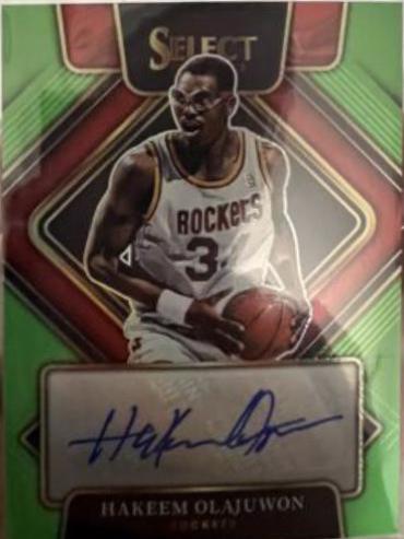 Hakeem Olajuwon [Green Prizm] #SG-HOW Basketball Cards 2021 Panini Select Signatures