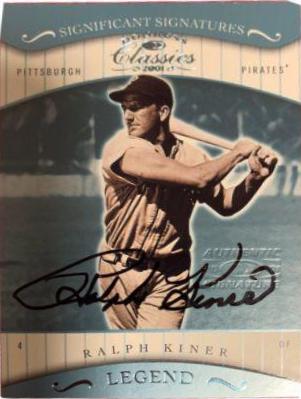 Ralph Kiner [Significant Signatures] #198 Baseball Cards 2001 Donruss Classics