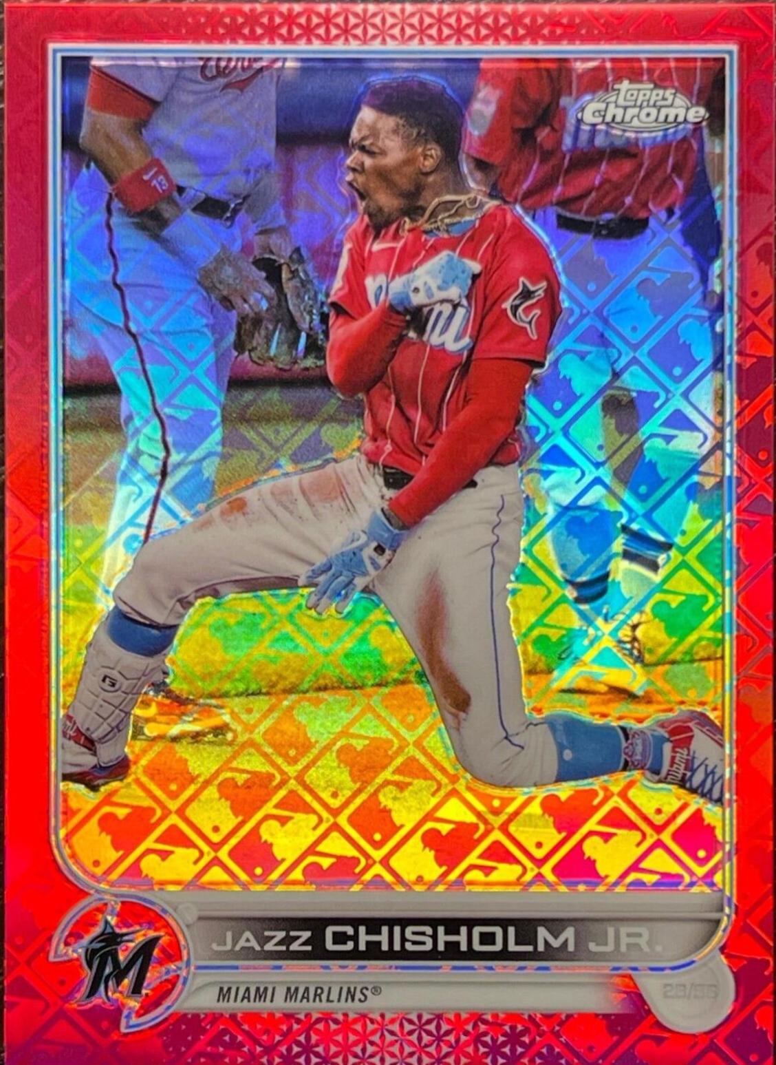 Jazz Chisholm Jr. [Red] #109 Baseball Cards 2022 Topps Chrome Logofractor