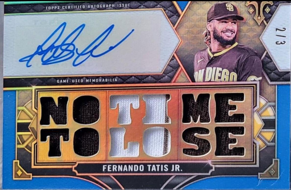 Fernando Tatis Jr. [Sapphire] #TTAR-FTJ2 Baseball Cards 2022 Topps Triple Threads Autograph Relic