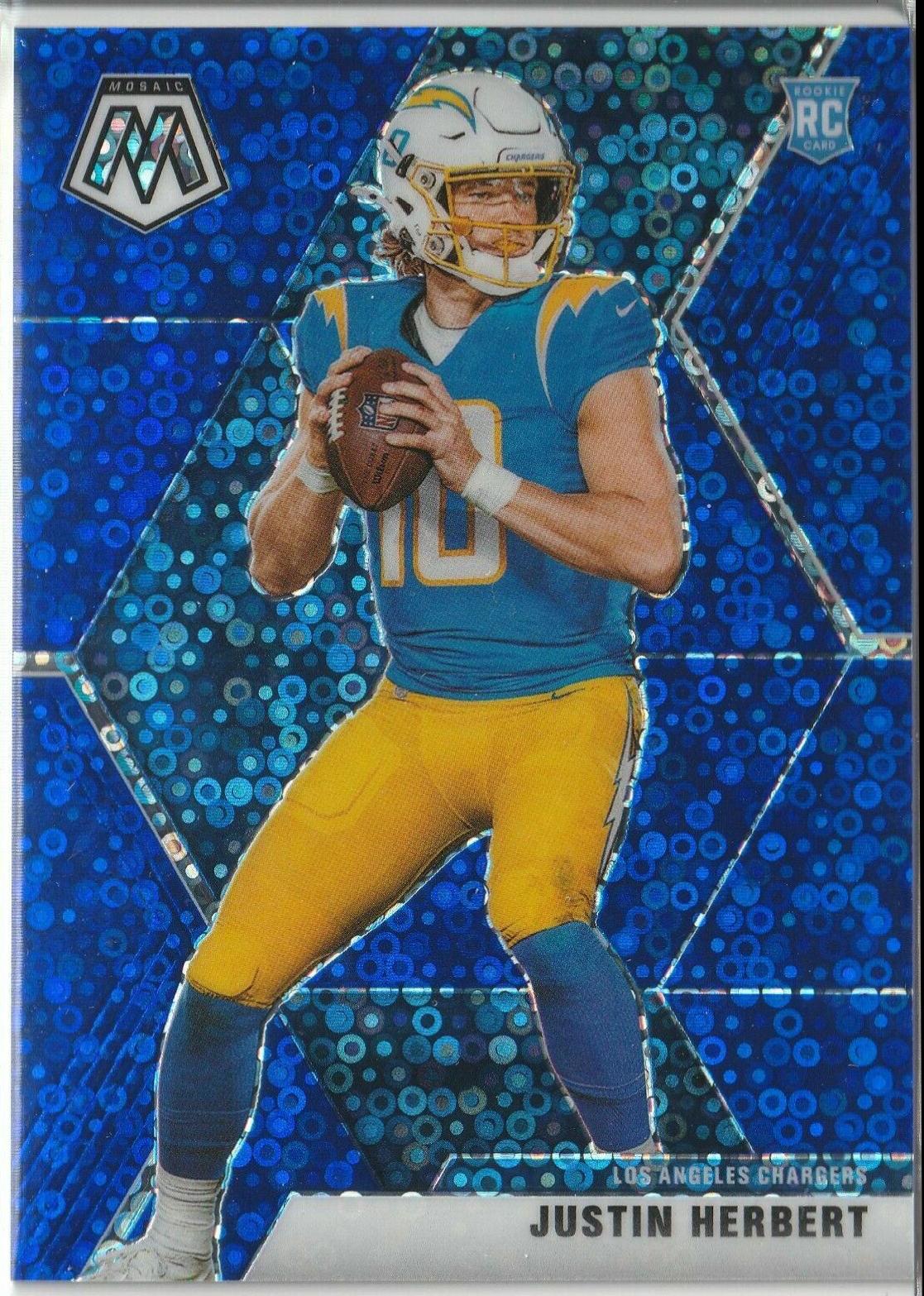 2021 Mosaic Football Justin Herbert No Huddle buy Blue Disco /75 Chargers