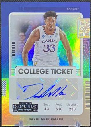 David McCormack #CT-DMC Basketball Cards 2022 Panini Chronicles Draft Picks Contenders College Ticket Autograph