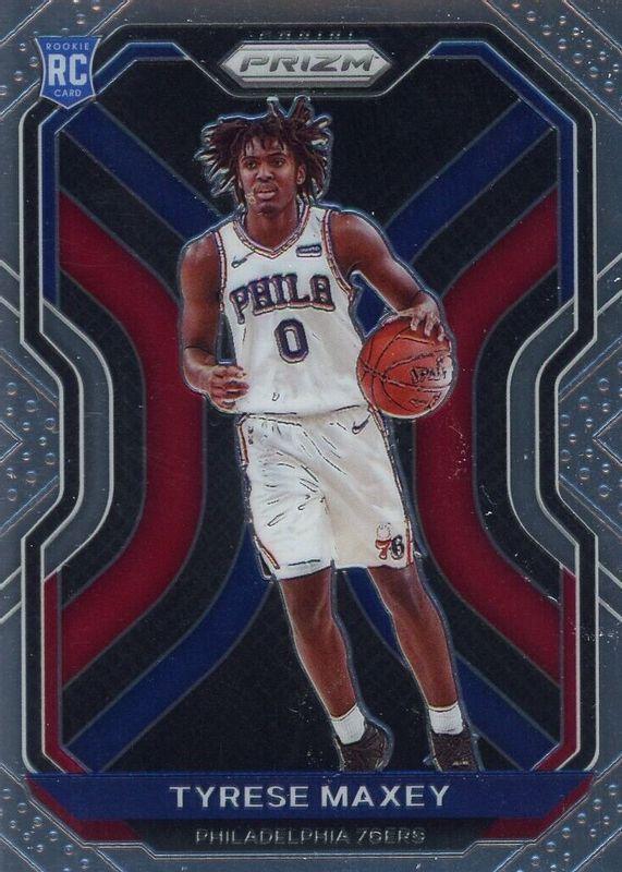 2021-22 Panini highest Prizm Tyrese Maxey #28 Choice Tiger Stripe Prizm SGC 8.5